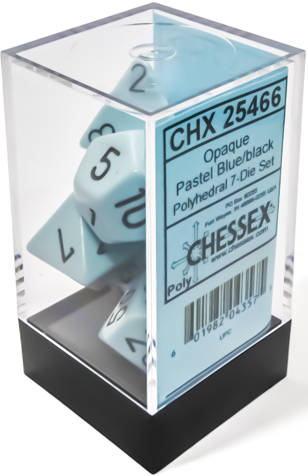 OPAQUE 7-DIE SET POLYHEDRAL PASTEL BLUE/BLACK | The CG Realm
