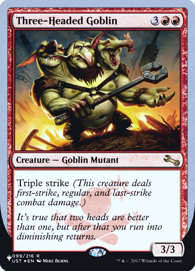 Three-Headed Goblin (Unfinity Foil Edition) [The List] | The CG Realm