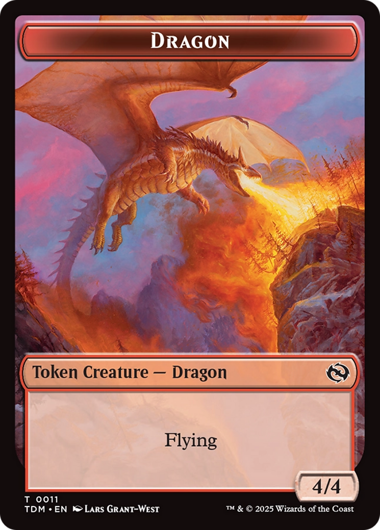 Dragon (0011) // Warrior Double-Sided Token [Tarkir: Dragonstorm Tokens] | The CG Realm