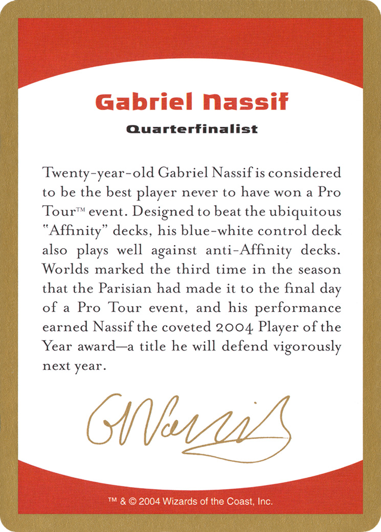 2004 Gabriel Nassif Biography Card (WCD-) - World Championship Decks 2004