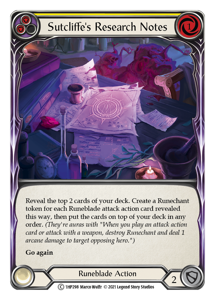 Sutcliffe's Research Notes (Yellow) [1HP298] (History Pack 1) | The CG Realm
