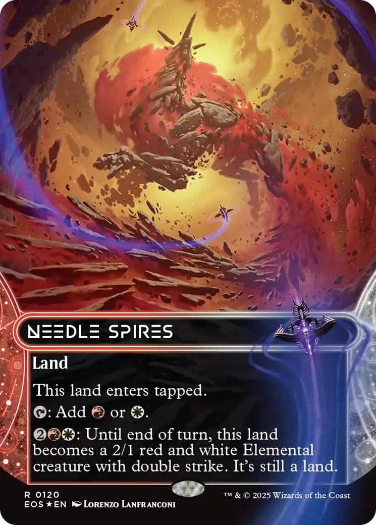 Needle Spires (0120) (Borderless) (Galaxy Foil) [Edge of Eternities: Stellar Sights] | The CG Realm