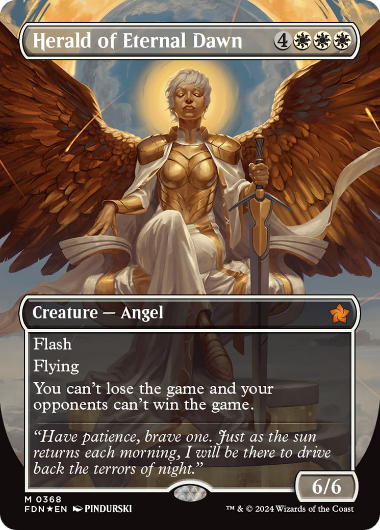 Herald of Eternal Dawn (Borderless) (Mana Foil) [Foundations] | The CG Realm