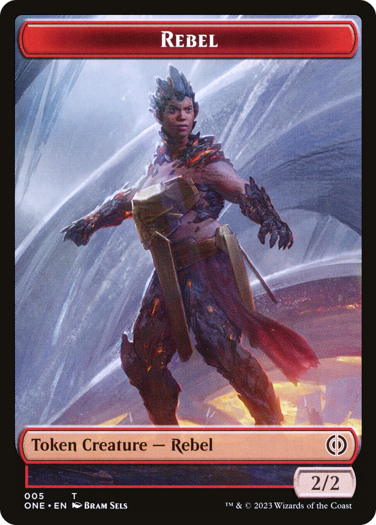 Rebel // The Hollow Sentinel Double-Sided Token [Phyrexia: All Will Be One Tokens] | The CG Realm