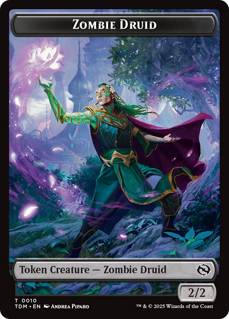 Salamander Warrior // Zombie Druid Double-Sided Token (TDC-8 // 10) - Commander: Tarkir: Dragonstorm