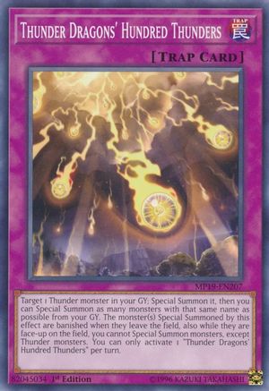 Thunder Dragons' Hundred Thunders (MP19-EN207) - 2019 Gold Sarcophagus Tin Mega Pack Unlimited