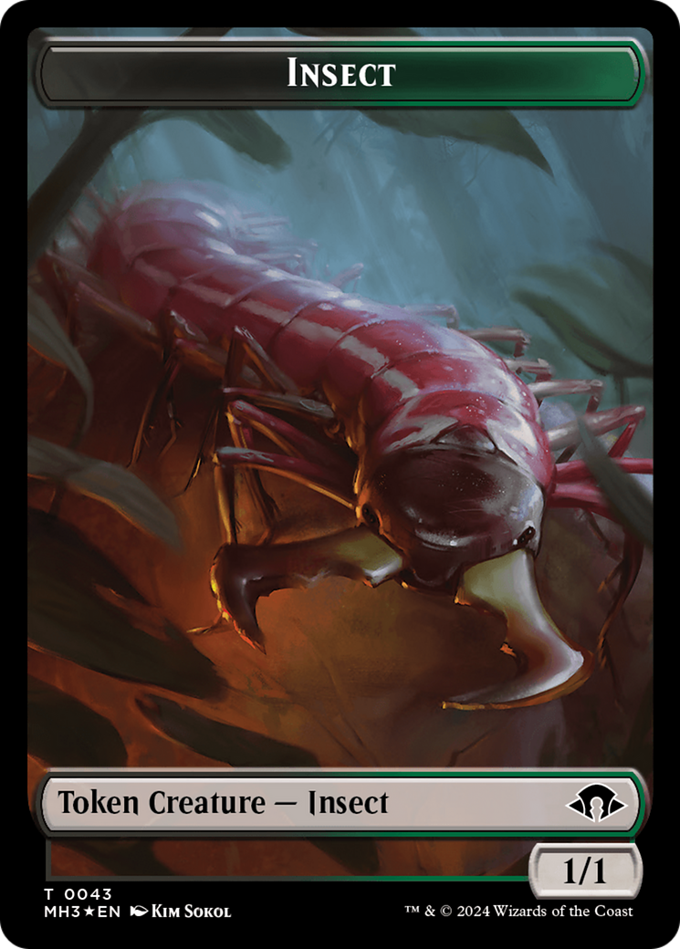 Insect (0043) (Ripple Foil) // Zombie Double-Sided Token (MH3-43 // 21) - Modern Horizons 3 Foil