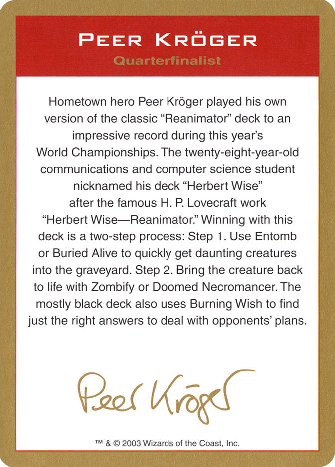 Peer Kroger Bio [World Championship Decks 2003] | The CG Realm