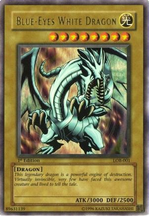 Blue-Eyes White Dragon (LOB-001) - The Legend of Blue Eyes White Dragon 1st Edition