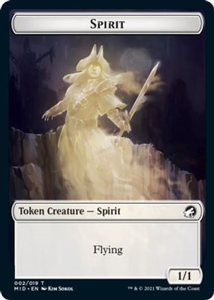 Spirit // Beast Double-Sided Token (MID-2 // 8) - Innistrad: Midnight Hunt Foil