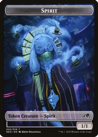 Spirit (002) // Emblem - Kaito Shizuki Double-sided Token (NEO-2 // 18) - Kamigawa: Neon Dynasty Foil