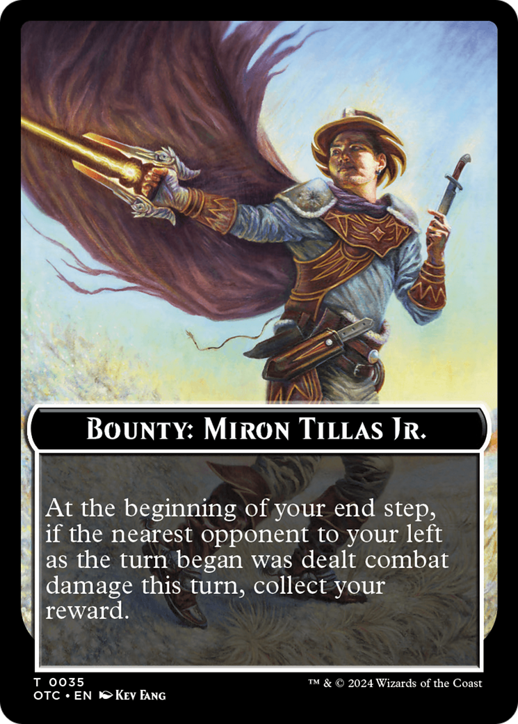 Bounty: Miron Tillas Jr. // Bounty Rules Double-Sided Token [Outlaws of Thunder Junction Commander Tokens] | The CG Realm