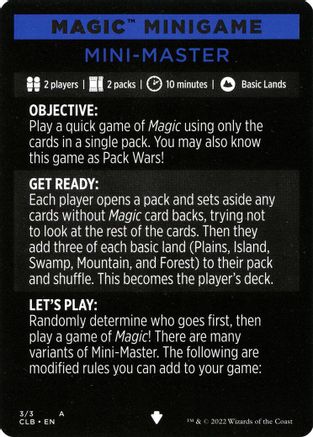 Magic Minigame: Mini-Master (CLB-003) - Commander Legends: Battle for Baldur's Gate