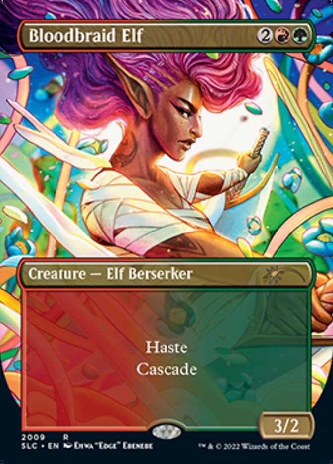 Bloodbraid Elf (Borderless Alternate Art) [Secret Lair Countdown Kit] | The CG Realm