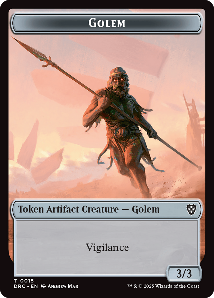 Golem (0015) // Thopter (0009) Double-Sided Token (DRC-15 // 9) - Commander: Aetherdrift