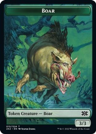Boar // Spirit (008) Double-Sided Token (2X2-15 // 8) - Double Masters 2022 Foil