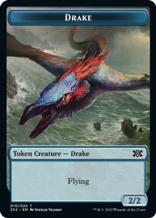 Drake // Phyrexian Golem Double-Sided Token (2X2-10 // 21) - Double Masters 2022 Foil