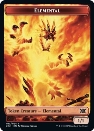 Elemental // Phyrexian Golem Double-Sided Token (2X2-13 // 21) - Double Masters 2022