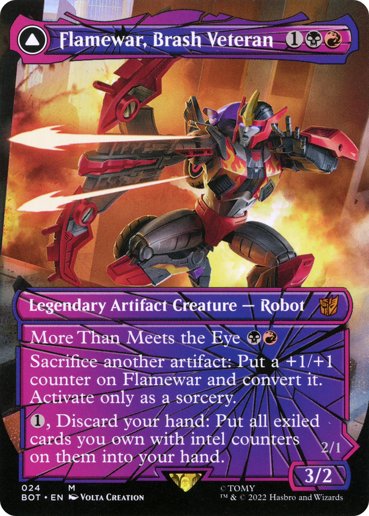 Flamewar, Brash Veteran (Shattered Glass) (BOT-024) - Transformers: (shatteredglass, convertdfc) (Borderless)