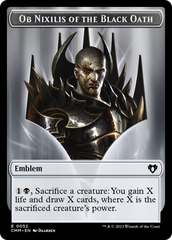 Clue // Ob Nixilis of the Black Oath Emblem Double-Sided Token [Commander Masters Tokens] | The CG Realm