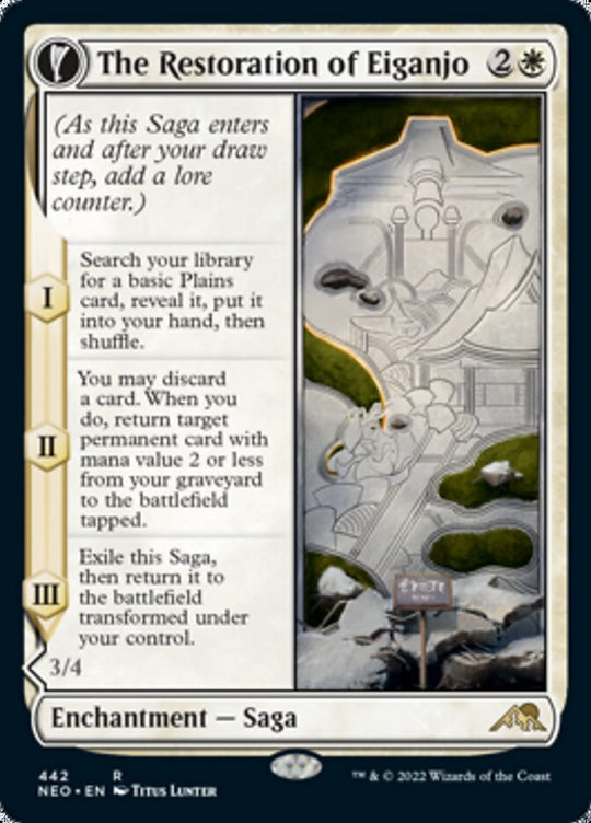 The Restoration of Eiganjo (Extended Art) (NEO-442) - Kamigawa: Neon Dynasty: (Extended Art, fandfc, enchantment)