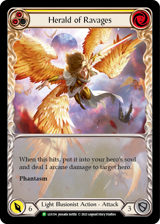 Herald of Ravages (Yellow) (Extended Art) [LGS154] (Promo)  Rainbow Foil | The CG Realm