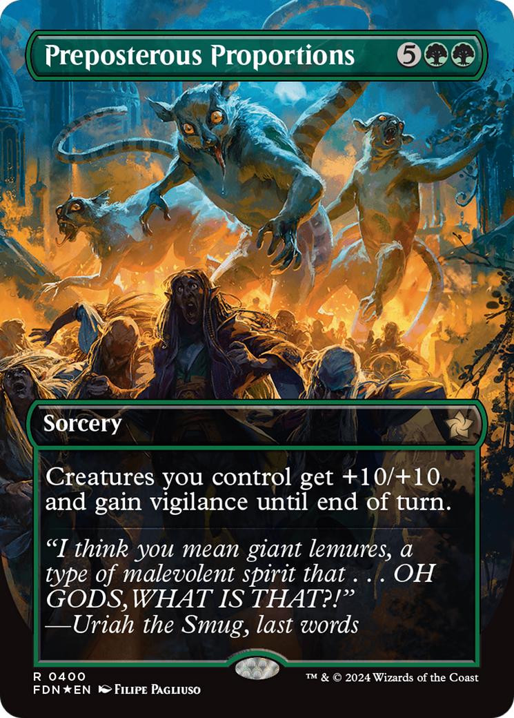 Preposterous Proportions (Borderless) (Mana Foil) [Foundations] | The CG Realm