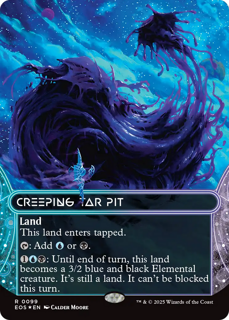 Creeping Tar Pit (0099) (Borderless) (Galaxy Foil) [Edge of Eternities: Stellar Sights] | The CG Realm