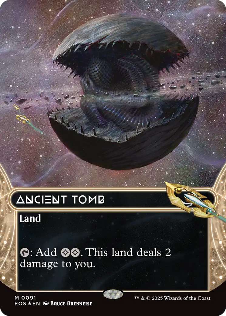 Ancient Tomb (0091) (Borderless) (Galaxy Foil) [Edge of Eternities] | The CG Realm
