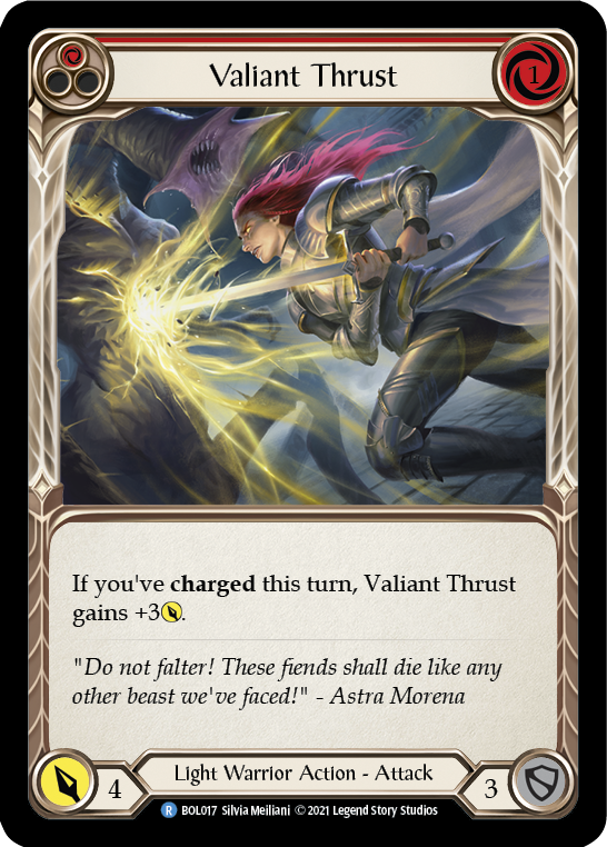 Valiant Thrust (Red) [BOL017] (Monarch Boltyn Blitz Deck) | The CG Realm