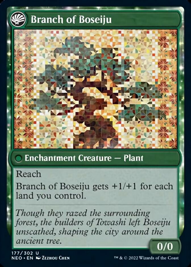 Boseiju Reaches Skyward (NEO-177) - Kamigawa: Neon Dynasty: (fandfc, enchantment)