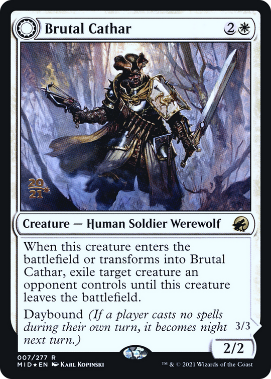 Brutal Cathar (PRE-07S) - Innistrad: Midnight Hunt Promos: (Double Faced Transform) Foil