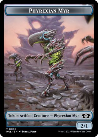 Phyrexian Myr // Emblem - Wrenn and Realmbreaker Double-Sided Token (MOM-1 // 23) - March of the Machine Foil