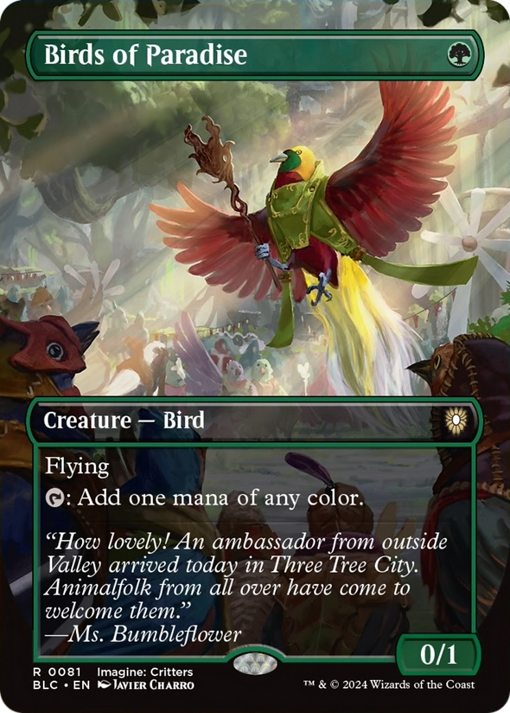 Birds of Paradise (Borderless) [Bloomburrow Commander] | The CG Realm