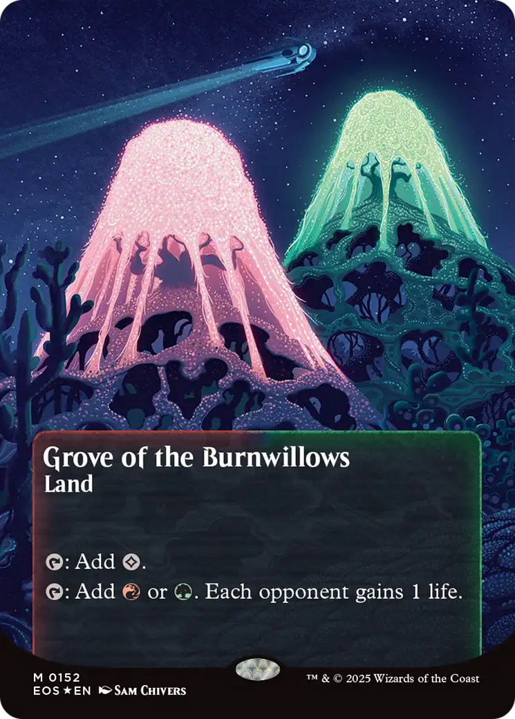 Grove of the Burnwillows (0152) (Borderless) (Galaxy Foil) [Edge of Eternities: Stellar Sights] | The CG Realm