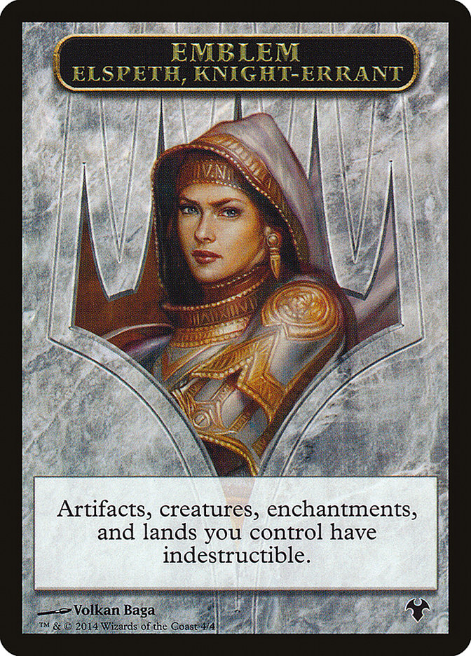 Emblem - Elspeth, Knight-Errant // Soldier Double-Sided Token (MD1-4 // 1) - Modern Event Deck 2014 Tokens