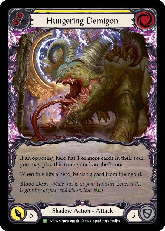 Hungering Demigon (Yellow) [LGS166] (Promo)  Rainbow Foil | The CG Realm