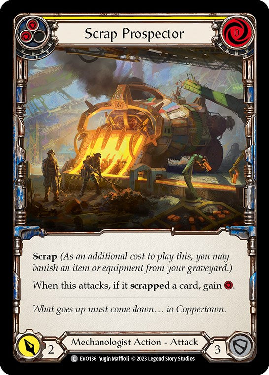 Scrap Prospector (Yellow) [EVO136] (Bright Lights)  Rainbow Foil | The CG Realm