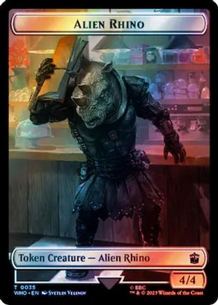 Alien Rhino // Cyberman Double-Sided Token (Surge Foil) (WHO-35 // 56) - Universes Beyond: Doctor Who Foil