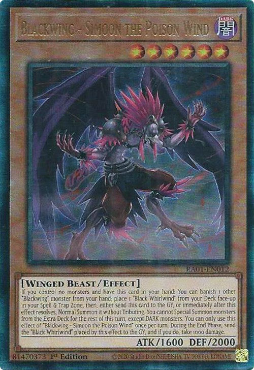 Blackwing - Simoon the Poison Wind [RA01-EN012] Prismatic Ultimate Rare | The CG Realm
