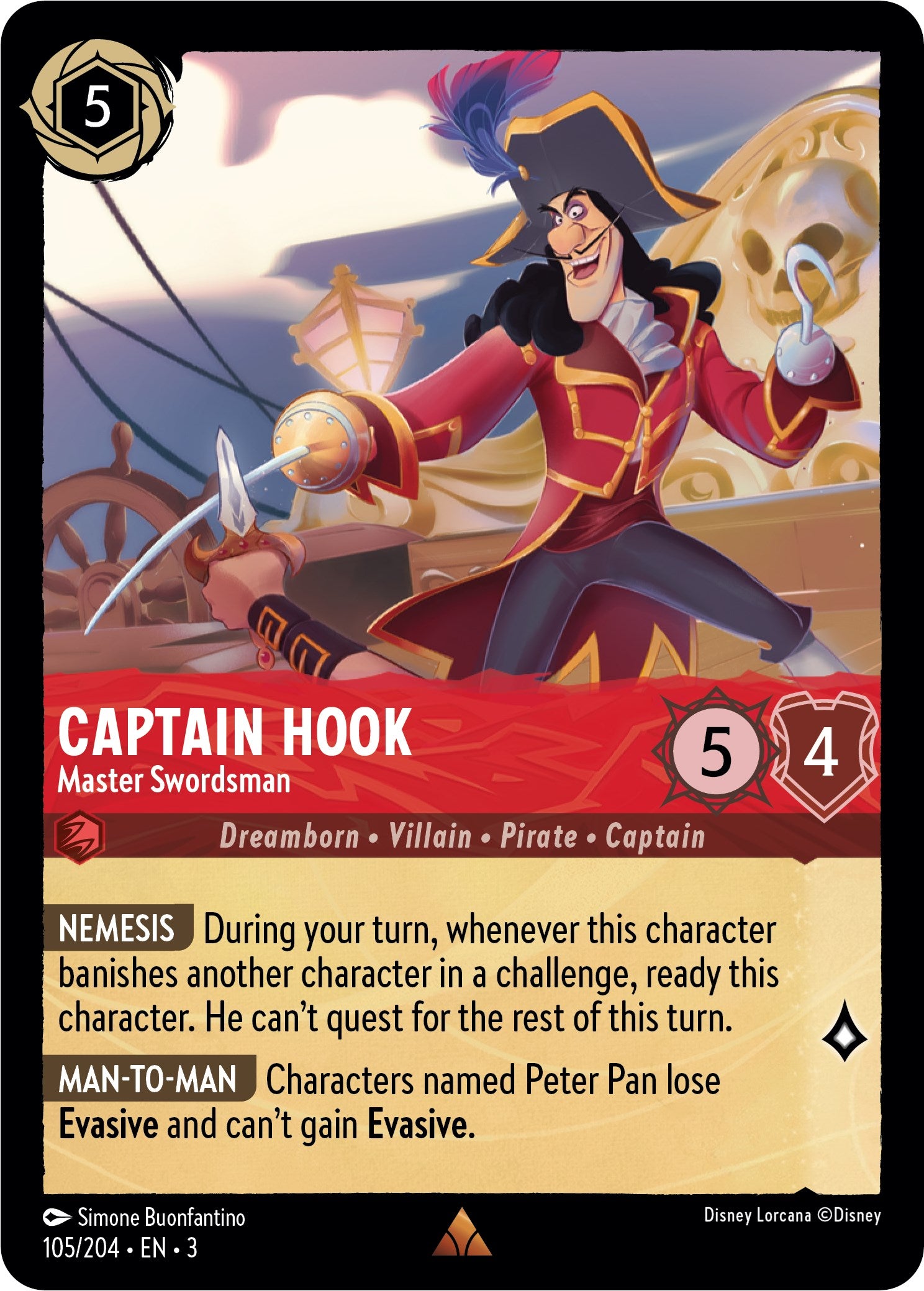 Captain Hook - Master Swordsman (105/204) [Into the Inklands] | The CG Realm