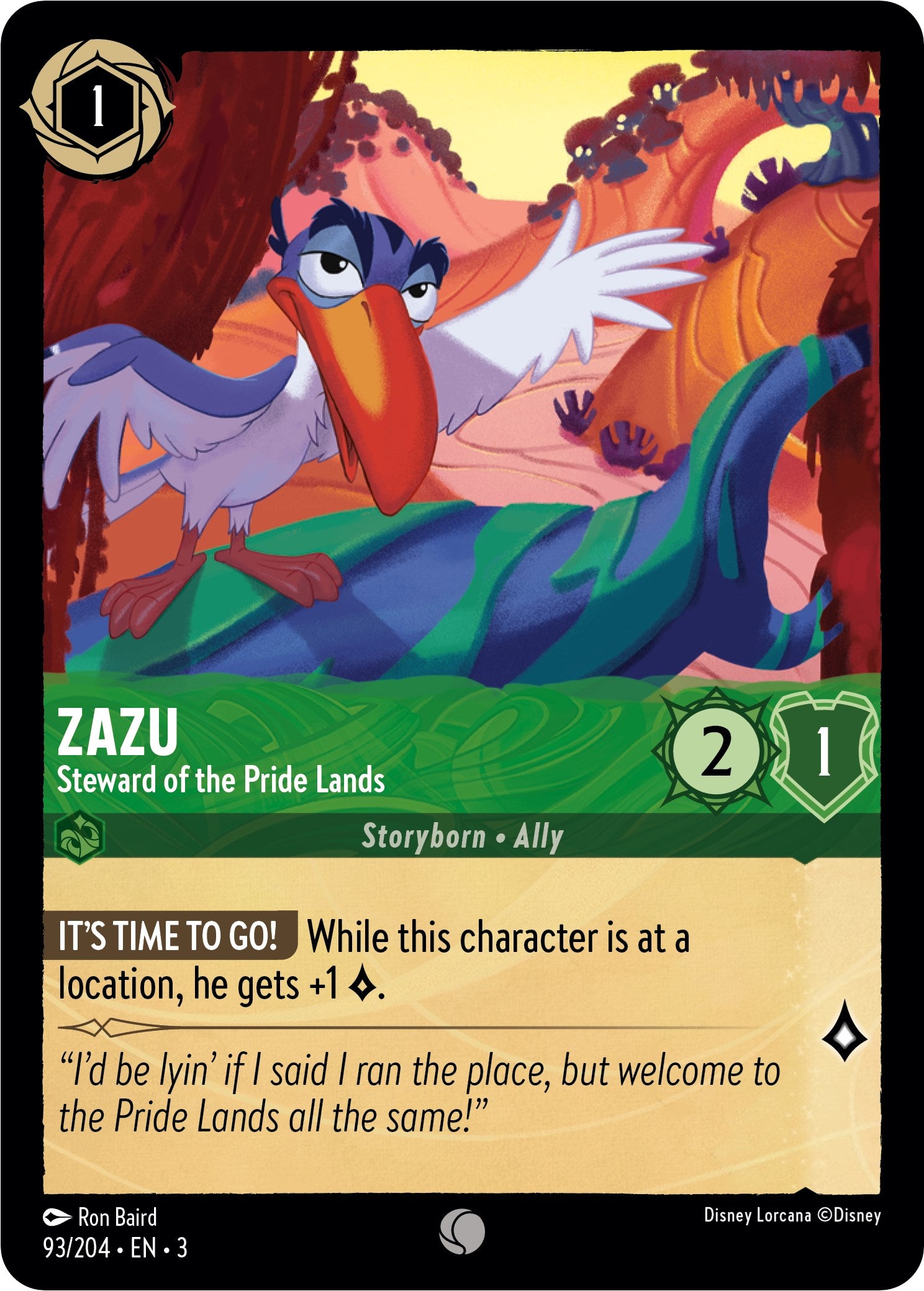 Zazu - Steward of the Pride Lands (93//204) [Into the Inklands] | The CG Realm