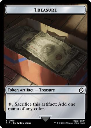 Treasure (0019) // Warrior Double-Sided Token (PIP-19 // 5) - Universes Beyond: Fallout Foil