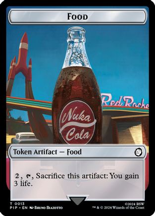 Food (0013) // Soldier (0004) Double-Sided Token (PIP-13 // 4) - Universes Beyond: Fallout Foil