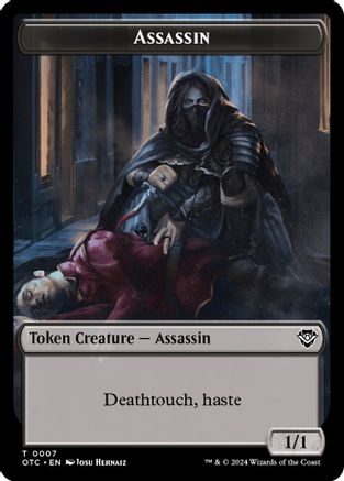 Assassin // Food Double-Sided Token (OTC-7 // 25) - Commander: Outlaws of Thunder Junction