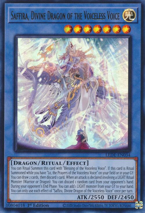 Saffira, Divine Dragon of the Voiceless Voice [LEDE-EN034] Ultra Rare | The CG Realm