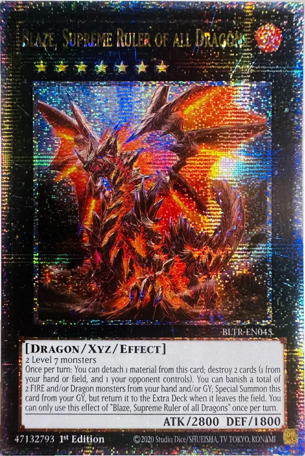 Blaze, Supreme Ruler of all Dragons (Quarter Century Secret Rare) [BLTR-EN045] Quarter Century Secret Rare | The CG Realm