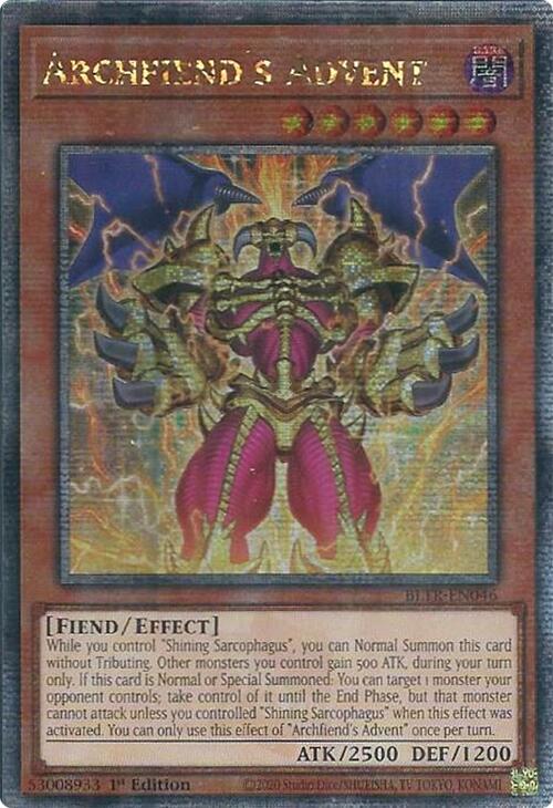 Archfiend's Advent (Quarter Century Secret Rare) [BLTR-EN046] Quarter Century Secret Rare | The CG Realm