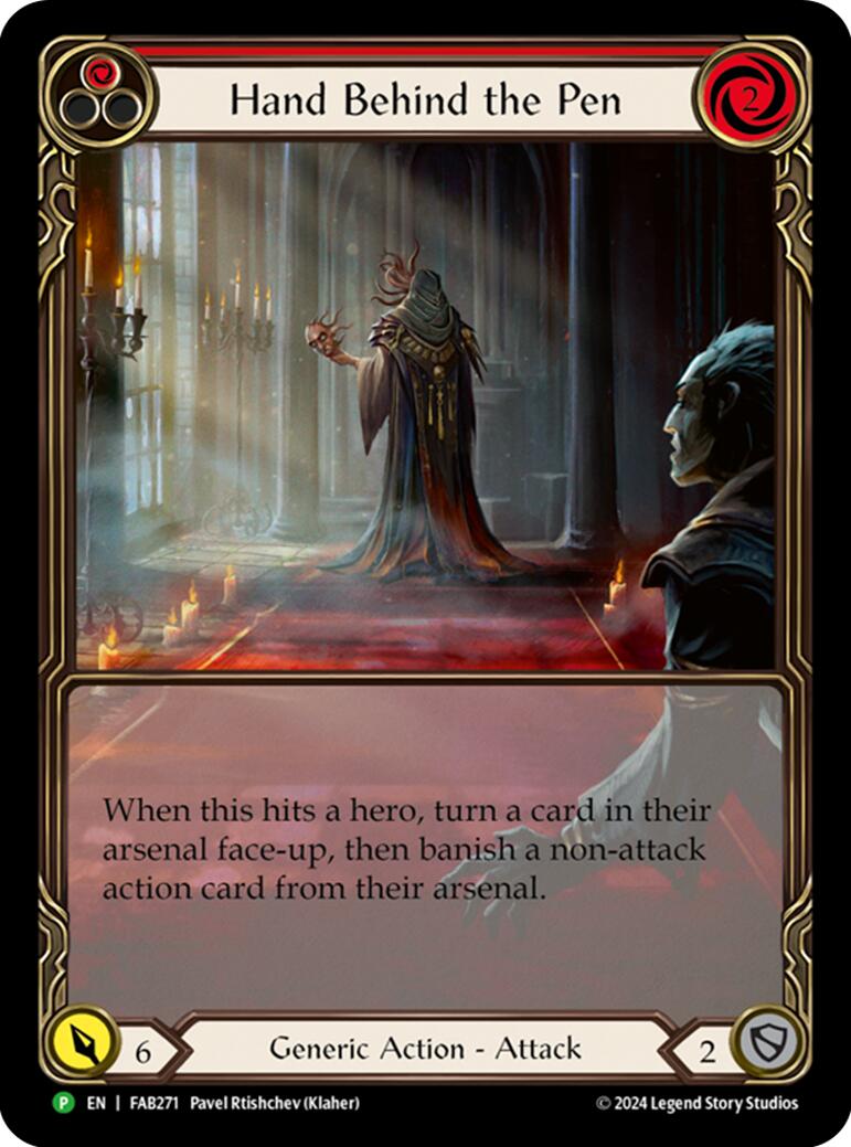 Hand Behind the Pen (Extended Art) [FAB271] (Promo)  Rainbow Foil | The CG Realm