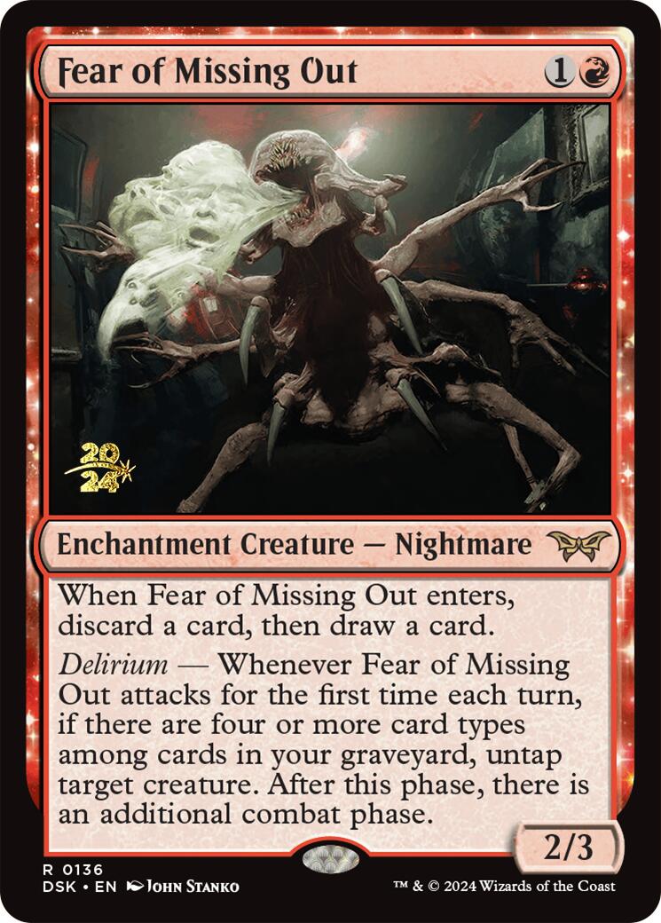 Fear of Missing Out (PRE-136) - Duskmourn: House of Horror Promos: (enchantment) Foil